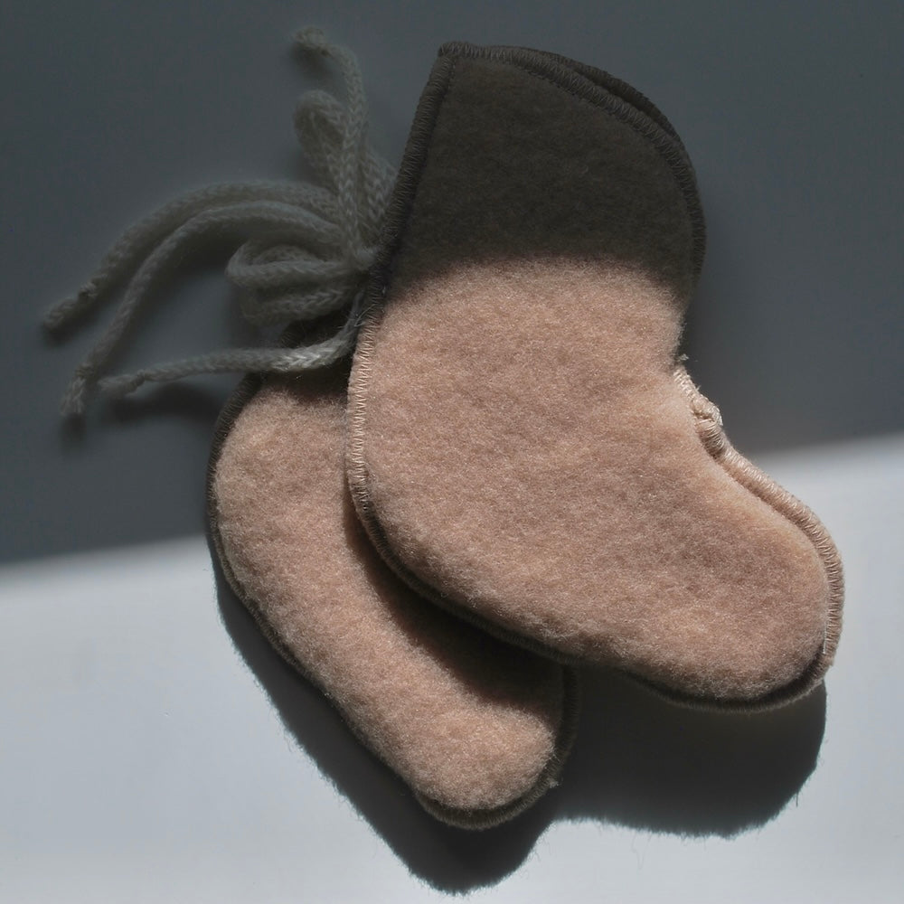 Lille Barn - Baby Nyfödd merinoull fleece socka - Beige