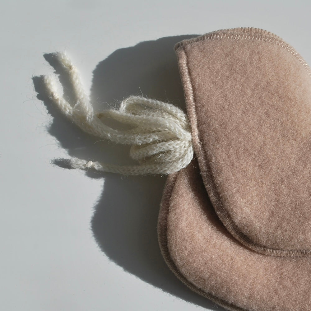 Lille Barn - Baby Nyfödd merinoull fleece socka - Beige